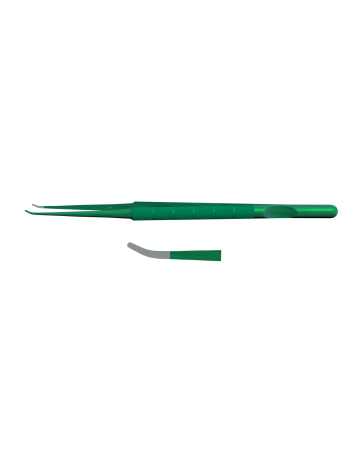 Пинцет атравматичный изогнутый (зеленый) F-0879.05D
