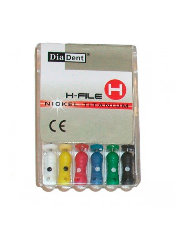 H-FILE инструмент эндодонтический 21мм размер 40 (Никель-Титан) (с цветной кодировкой) (6 шт. в упак.) DD