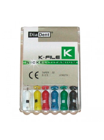 K-FILE инструмент эндодонтический 25мм размер 10 (Никель-Титан) (с цветной кодировкой) (6 шт. в упак.) DD