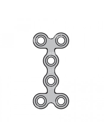 Мини-пластина низкопрофильная, Т-образная, двойная, толщина 0.6 мм