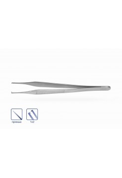 Пинцет Adson хирургический 1х2 прямой 15 см