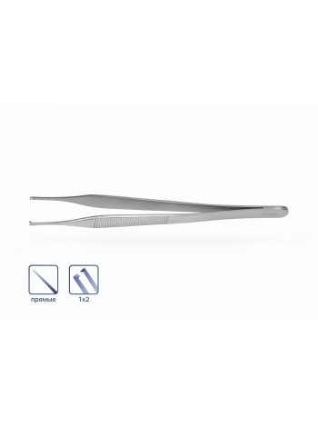 Пинцет Adson хирургический 1х2 прямой 15 см
