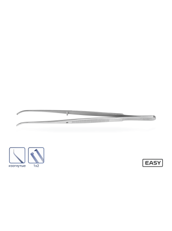 Пинцет EASY хирургический 1х2 изогнутый 12.5 см