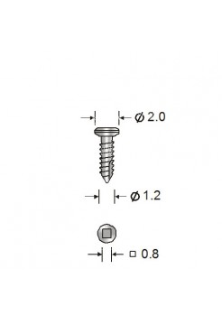 Винт стоматологический самонарезающий, D=1.2, L=12 мм, D(шляпки)=2.1 мм, S=0.8 мм (шлиц-квадрат)