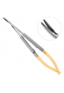 Иглодержатель Castroviejo-Gomel TC, изогнутый , 14см