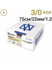 Монофаст 3/0 75см 22мм 1/2 колющая 24шт фиолетовый